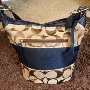 Coach Purse (Tan and Navy Blue)